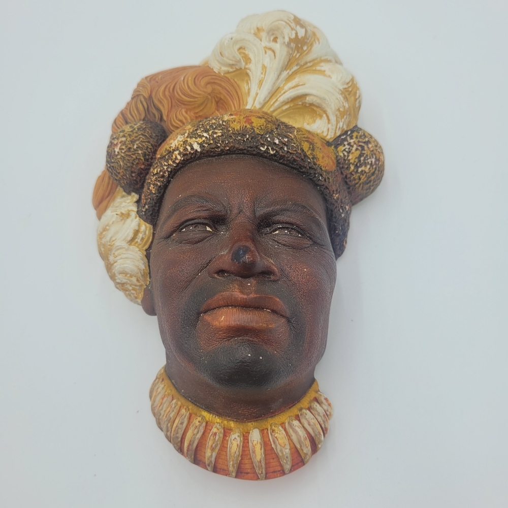 Vintage Bossons Chaka Zulu Warrior King Chalkware Head England